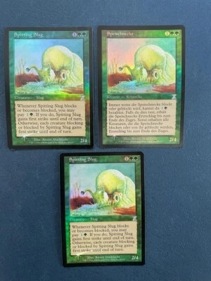 MTG 3X FOIL TIME SPIRAL SPITTING SLUG NM MAGIC THE GATHERING GERMAN + ENGLISH - Image 1 of 4