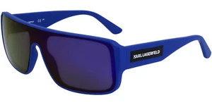 Karl Lagerfeld Matte Light Blue Shield Sunglasses w/ Mirrored Lens - KL6129S 454 - Picture 1 of 4