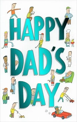 Funny HAPPY DAD'S DAY Card 💙 Cartoon Fathers by American Greetings + Envelope - Image 1 of 4
