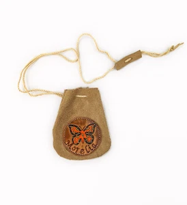 Vintage Handmade Leather Pouch from Morelia, Mexico with Monarch Butterfly - Picture 1 of 6