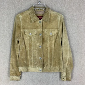 Eddie Bauer Seattle Suede Jacket Size XS tan jacket Trucker 100% Genuine Leathe - Picture 1 of 8