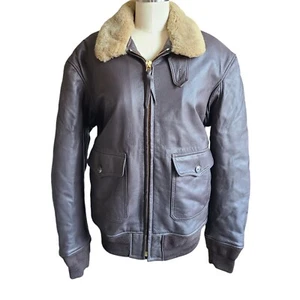 VTG G-1 Flight Aviator Bomber Shearling Mouton Collar Leather Jacket 42T Repro - Picture 1 of 9