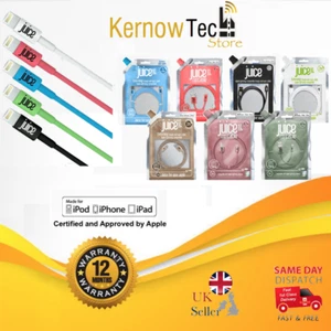 JUICE Lightning Cable MFi-Certified USB Charger Lead for Apple iPhone 1m 2m 3m - Picture 1 of 15