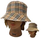Cotton Plaid Bucket Fashion Outdoor Lady Sun Camping Reversible Cap Hat