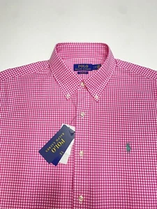 Camisa Ralph Lauren Para Hombre Calce Clásico Mangas Largas Algodón Rosa Guinga Talla L Nueva con Etiquetas - Imagen 1 de 9