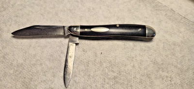 Navaja de bolsillo vintage Case XX 2220 compuesta negra de 2 hojas 1940-1964 reafilada Foto 1 de 4