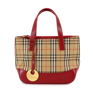 BURBERRY karierte kleine Handtasche Canvas Leder beige rot Haymarket 90295967 - Bild 1 von 10