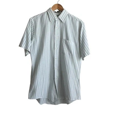 Camisa Surrey Para Hombres S Verde Rayas Algodón Abotonada Informal Preppy Oficina Viaje Foto 1 de 4