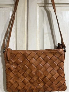 Vilenca Holland Woven Brown Supple Leather Crossbody Bag Anthropologie Boho - Picture 1 of 7