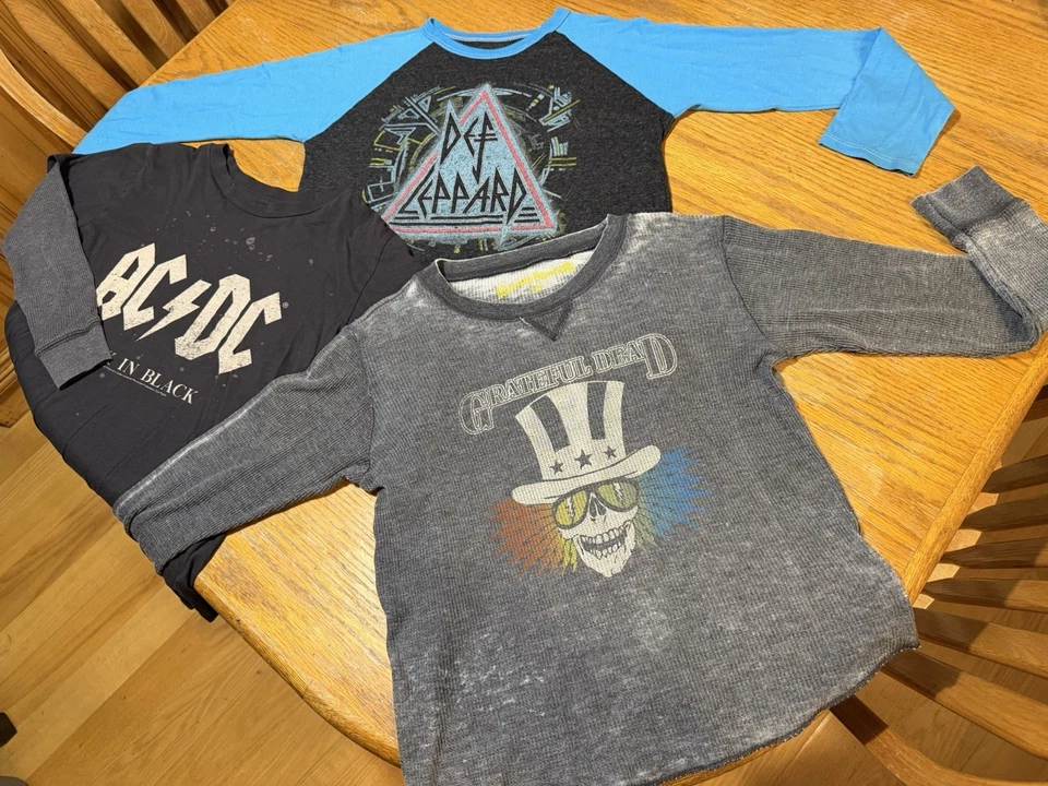 Lote Camisas Rowdy Sprout Grateful Dead AC/DC Def Leopardo Talla 10 Foto 1 de 1