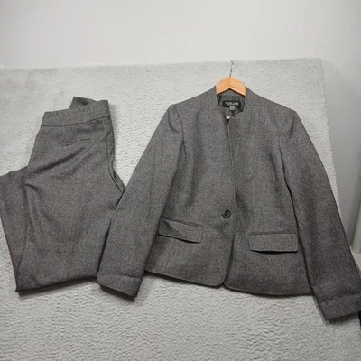 Evan-Picone Negro Etiqueta Pantalón Traje Mujer Blazer 10 Pantalones 8 Gris Ventana Conjunto Foto 1 de 4