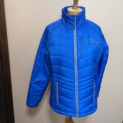 Cutter & Buck Blue Women's Puffer Jacket Large Packable Pockets CB Weathertec - Image 1 of 4