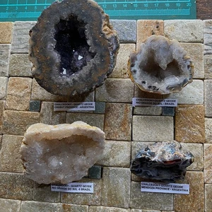 CHALCEDONY QUARTZ GEODES x4 FROM BRAZIL & ARGENTINA 350g MF4447 - Picture 1 of 10