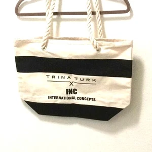 Trina Turk Canvas Tote Colors-Beige/Black Perfect Large Size Fabric-Canvas - Picture 1 of 7