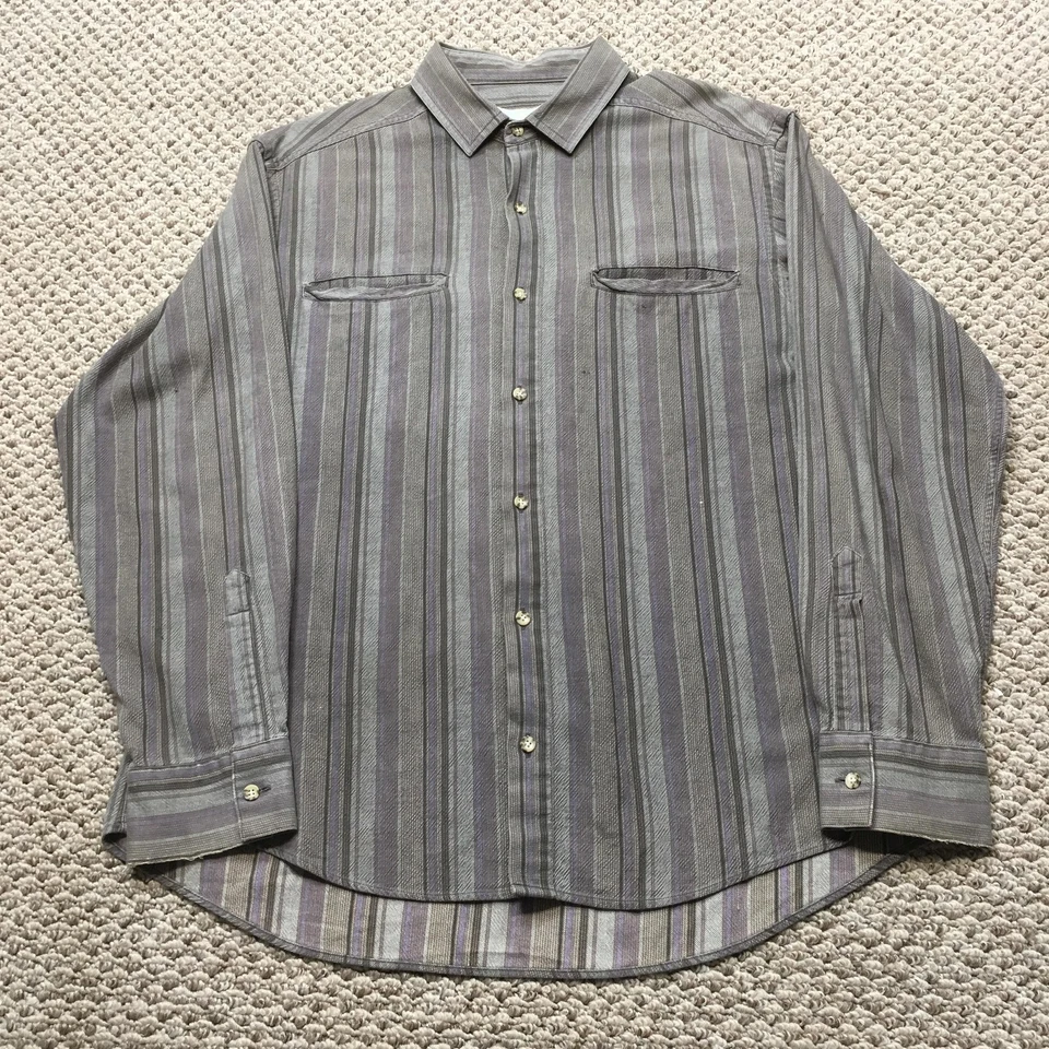 Vintage North Face Shirt Mens Medium Stripe Button Up Long Sleeve 90s - Image 1 of 4