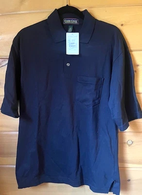 NUEVO CON ETIQUETAS Camisa Polo Cross Creek Para Hombre Mediana Negra 100% Algodón con Bolsillo Frontal Foto 1 de 3