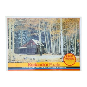Vintage Kodacolor Puzzle 1000 Teile Aspen Cabin Kodak #77777 RoseArt werkseitig versiegelt neu im Karton - Bild 1 von 6
