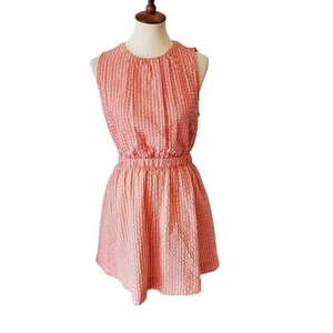 ESPRIT Womens Striped Seersucker Cutout Back Summer Dress Size 10 Orange - Picture 1 of 6