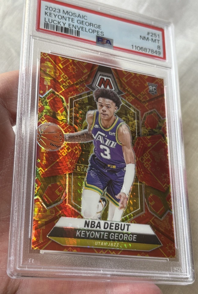 Keyonte George 2023-24 Panini Mosaic #251 Rookie Lucky Envelopes Prizm 8/8 PSA 8 — 第 1/3 张图片