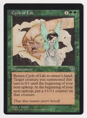Misaligned Miscut Cycle of Life MP Mirage 1996 MTG Magic Factory Error Misprint! - Image 1 of 2