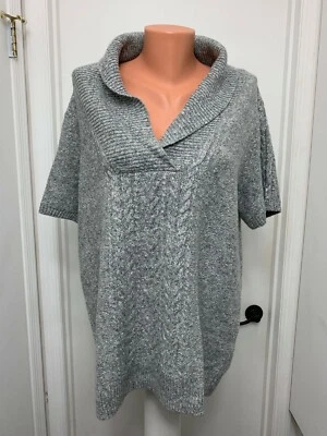 dkny Jeans Mujer XL Suéter Cuello en V Mangas Cortas Pull Over Gris Foto 1 de 4