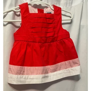 Janie And Jack Baby Mädchen Kleid rot Colorblock ärmellos Baumwolle 6-12 Monate - Bild 1 von 5