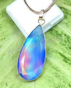 Rare 40.35 Ct Aurora Opal Oval 925 Sterling Silver Pendant Certified Gift Women - Picture 1 of 8