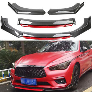 Carbon Fiber+Red Front Bumper Lip Splitter Spoiler For infiniti Q50 Q60 Q70 G37