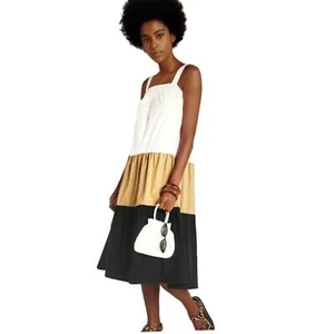 ANTHROPOLOGIE MAEVE prendisole donna Ashleigh colorblock midi nero taglia media - Foto 1 di 13