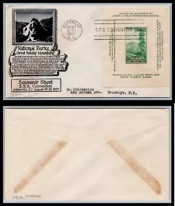 US FDC # 797 10c Souvenir Sheet Anderson addressed 1937, 0a1324 - Picture 1 of 1