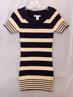 Love Change sweater Women junior S tan black Stripe round neck Short Sleeve - Image 1 of 4