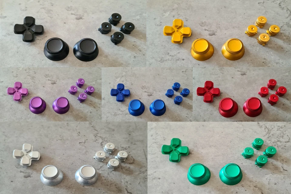 PS4 Controller Alu Bullet Buttons Thumbsticks Tasten Knöpfe Mod Set Ps5 Metall - Bild 1 von 1
