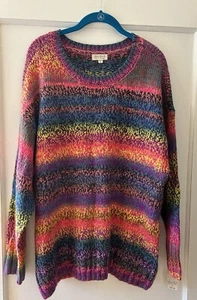 Ultra Flirt Brand Knitted Neon Pop Color Long Sleeve Relaxed Fit Sweater 3X NWT - Picture 1 of 6