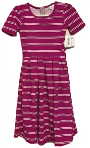 NEW size XXS LuLaRoe Amelia dress striped violet white - Picture 1 of 5