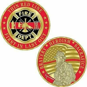 FIRE DEPARTMENT FIRST IN LAST OUT 1.75" CHALLENGE COIN - Picture 1 of 1