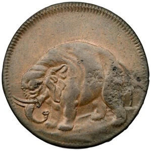 (1694) NGC AU 55 London Thick Planchet Elephant Halfpenny Colonial Copper Coin - Picture 1 of 3