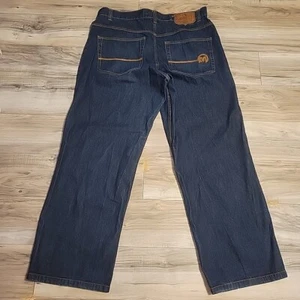 VINTAGE Mekka USA Jeans Herren 40X33 blau Hip Hop Baggy Y2K Denim gesticktes Logo - Bild 1 von 11