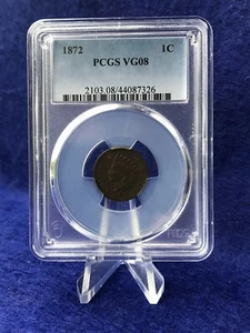 1872 INDIAN HEAD CENT 1c PENNY "SEMI-KEY COIN" *PCGS VG8 VERY GOOD* - Picture 1 of 4