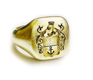 Anello Sigillo Stemma Famiglia Personalizzato Chevalière Nobiliare Araldica - Foto 1 di 1
