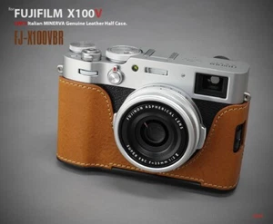 LIM'S Genuine Leather Camera Half Case Dovetail Plate For FUJIFILM X100V Brown - Picture 1 of 12
