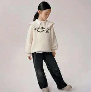 Zara girls cream sweatshirt  Lexington Ave New York Peter Pan collar 9 - Picture 1 of 7