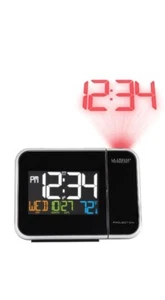 La Crosse Technology Alarm Clock Black Atomic Projection Temperature Sensor - Picture 1 of 5