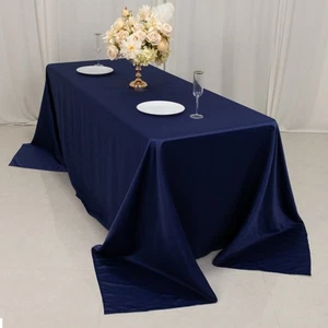 NAVY BLUE 90x132" RECTANGLE Lamour Satin TABLECLOTH Wedding Party Home Banquet - Picture 1 of 8
