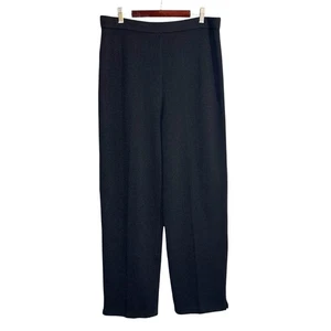 St John Collection Marie Gray Santana Knit Pull On Pants 14 Black Elastic Waist - Picture 1 of 9