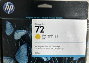 New- HP 72 Yellow DesignJet Ink Cartridge 130ml (C9373A) OEM Sealed Exp-2018 - Picture 1 of 6