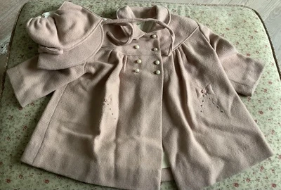 Abrigo rosa de colección años 50 60 y sombrero a juego niña pequeña 3-4T Foto 1 de 4