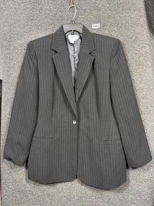 Jennifer Moore Blazer Womens 16 Black Pinstripe Single Button Career Jacket Suit - Picture 1 of 6