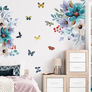 Removable Flower Lotus Butterfly Wall Stickers 3D Wall Art Decals Home-Decor - Picture 1 of 9