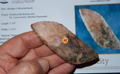 IMPRESIONANTE CUCHILLO HARAHEY DE CUATRO BISELES ROSA COLORIDO ENCONTRADO EN KANSAS JIM BENNETT CERTIFICADO DE AUTENTICIDAD C132 Foto 1 de 4