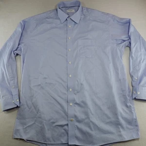 Eton Shirt Mens 4XL 49 19.5 Blue Chevron Twill Fabric Design Pocket Long Sleeve - Picture 1 of 11